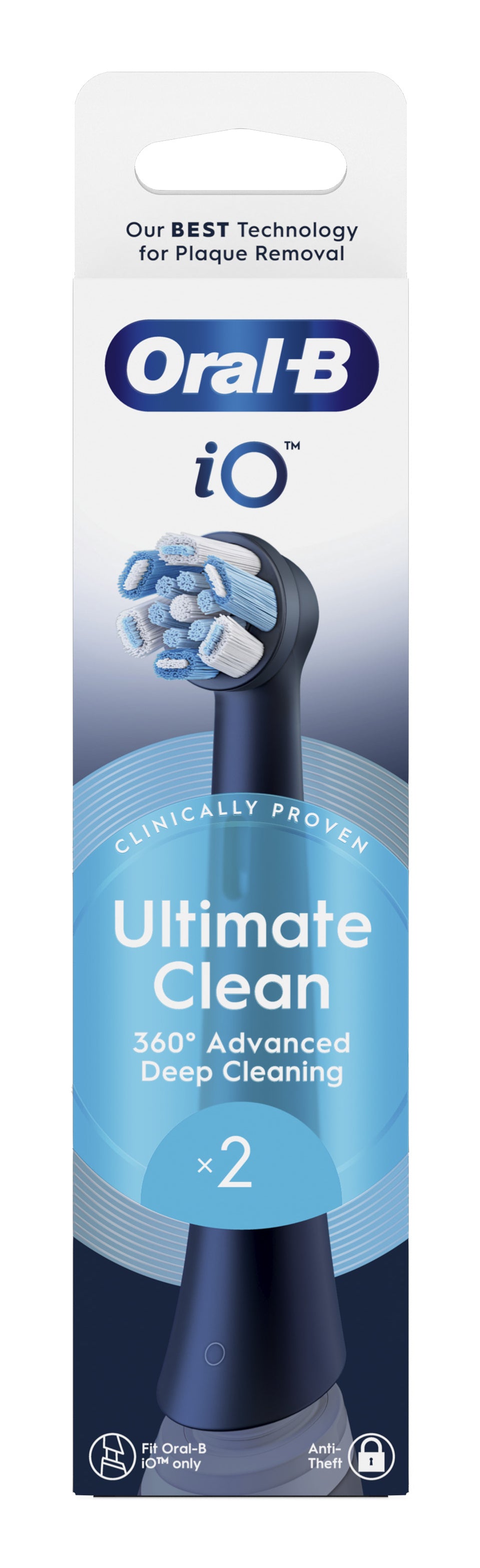 Oral-B Testine di Ricambio iO Series Ultimate Clean Black, testine rotonde di ricambio originali, con setole CrissCross per pulizia e rimozione della placca avanzate e in profondità, 2