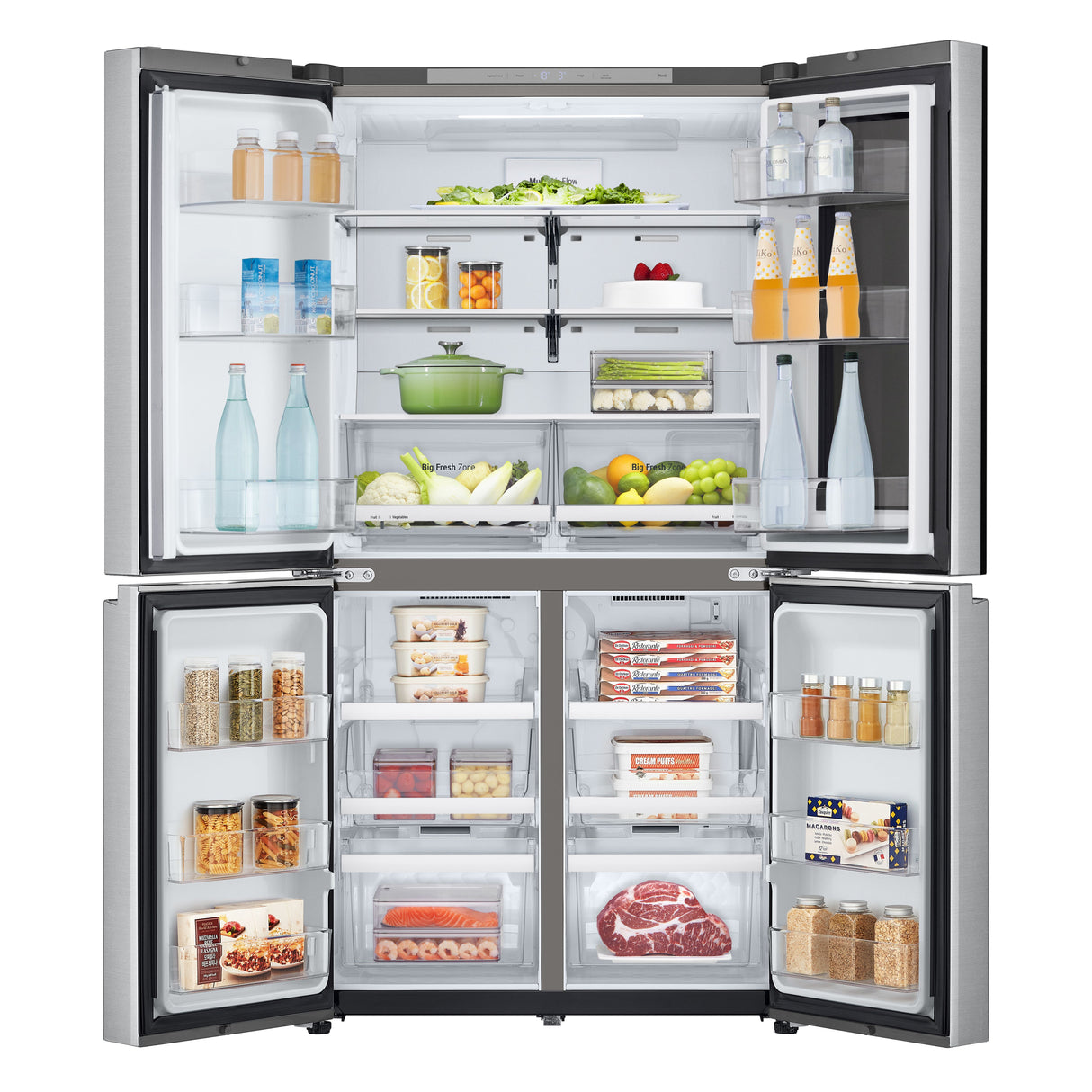 LG InstaView GMV960MBDE Frigorifero Multidoor, Classe E, 666L, Wi-Fi, Selettore umidità, Total No frost, Metal Sorbet