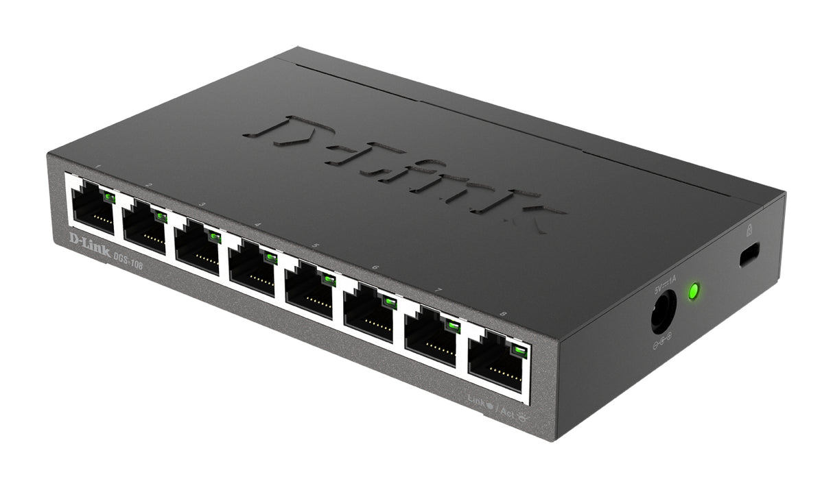 D-Link DGS-108 Non gestito L2 Gigabit Ethernet (10/100/1000) Nero