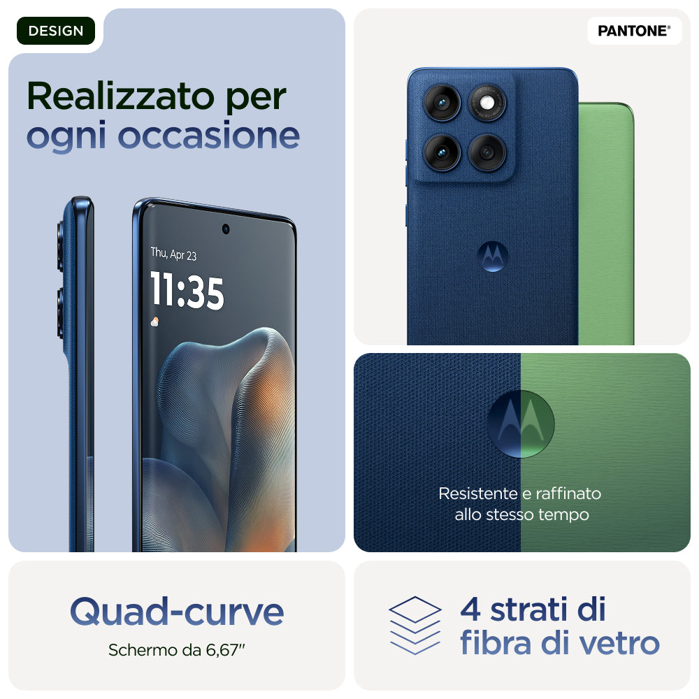Motorola edge 60 con Moto AI (8/256GB, Fotocamera 50+50+10MP, selfie 50MP, Display 6.67" pOLED 120Hz, MediaTek Dimensity 24M, batteria 5200mAh, ricarica 68W, Android 15), PANTONE Gibraltar Sea