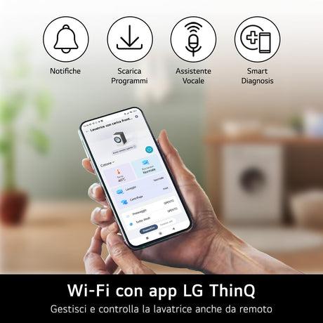 LG F4NX1009NWB Lavatrice smart 9kg, Classe A, 1400 giri, 6 Motion, Allergy Care, Bianca