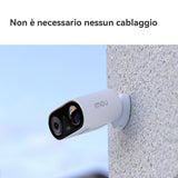 Imou Cell GO Full Color 2K (3MP) Telecamera Wi-Fi Esterno/Interno Batteria Senza Fili, Rilevamento PIR/Umano, Visione Notturna a Colori, Audio Bidirezionale con Voce Personalizzata, IP65