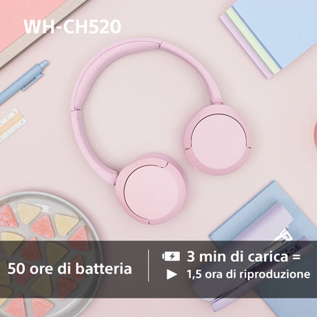 Sony WHCH520Y.CE7 cuffia e auricolare Wireless A Padiglione Musica e Chiamate USB tipo-C Bluetooth Giallo