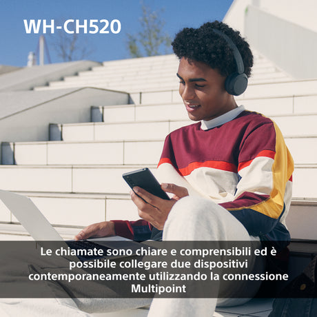 Sony WHCH520Y.CE7 cuffia e auricolare Wireless A Padiglione Musica e Chiamate USB tipo-C Bluetooth Giallo