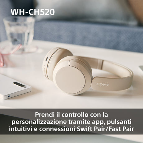 Sony WHCH520Y.CE7 cuffia e auricolare Wireless A Padiglione Musica e Chiamate USB tipo-C Bluetooth Giallo