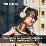 Sony WHCH520Y.CE7 cuffia e auricolare Wireless A Padiglione Musica e Chiamate USB tipo-C Bluetooth Giallo