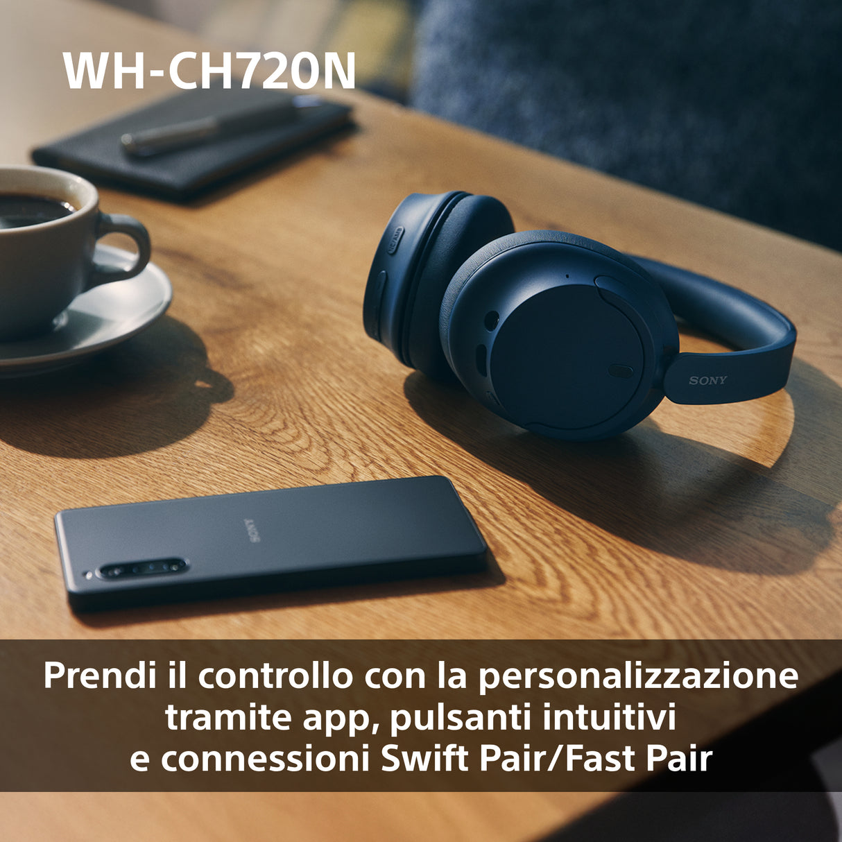 Sony WHCH720NP.CE7 cuffia e auricolare Con cavo e senza cavo A Padiglione Musica e Chiamate USB tipo-C Bluetooth Blu