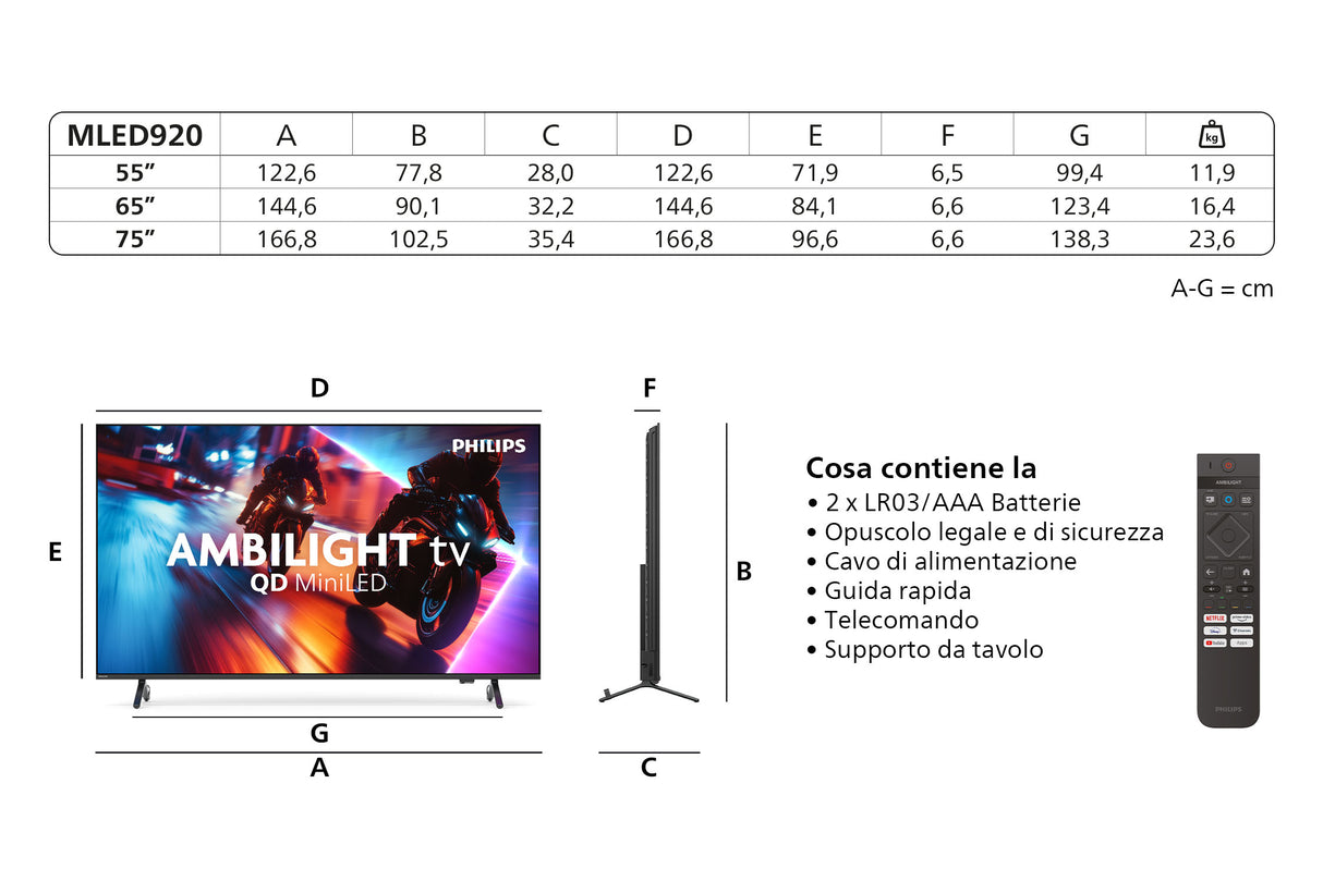 Philips Ambilight TV 65MLED920 4K QD MiniLED 164cm 65" Smart TV Dolby Vision and Dolby Atmos Titan OS