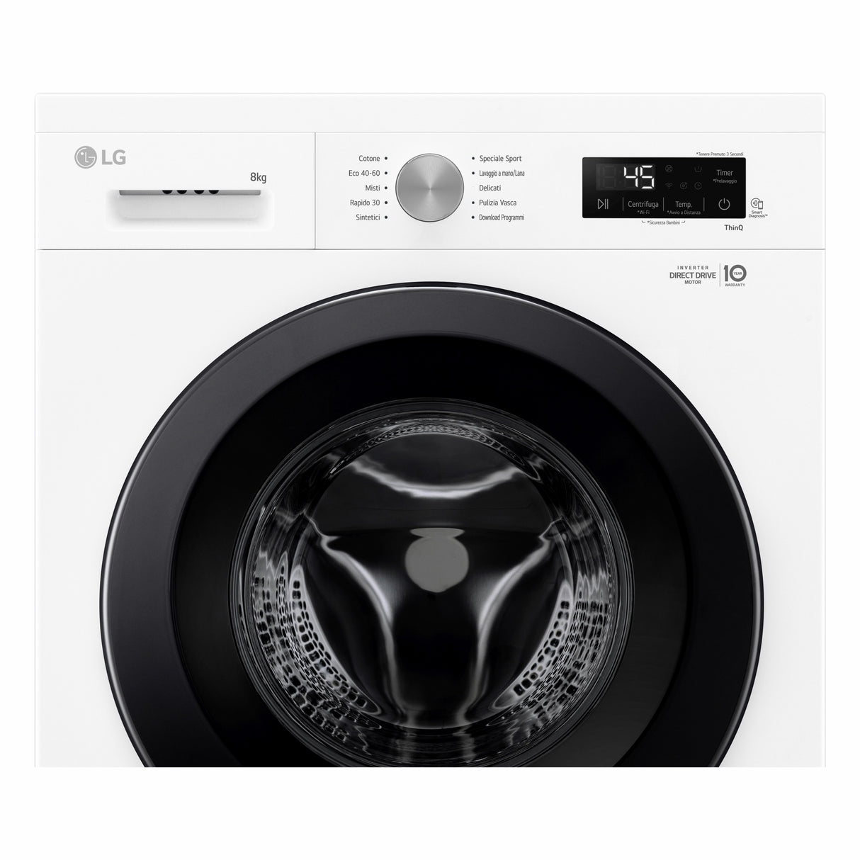 LG F4NX1008NWK Lavatrice smart 8kg, Classe A, 1400 giri, 6 Motion, Allergy Care, Bianca