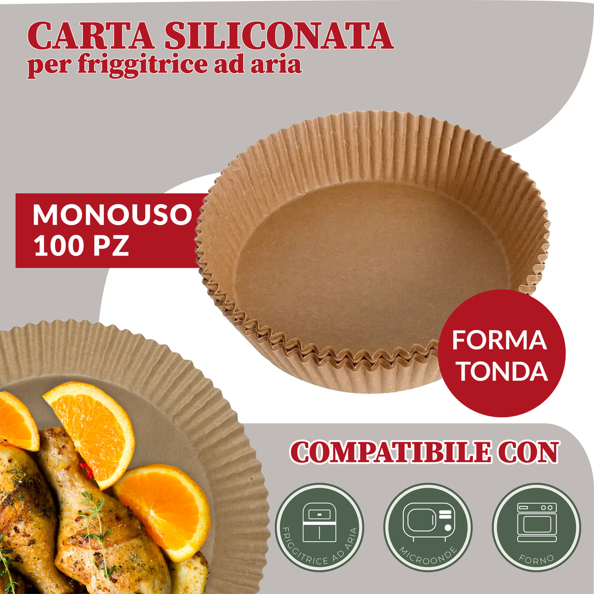 2Easy CFR002 Carta da forno 100 fogli Marrone 230 °C