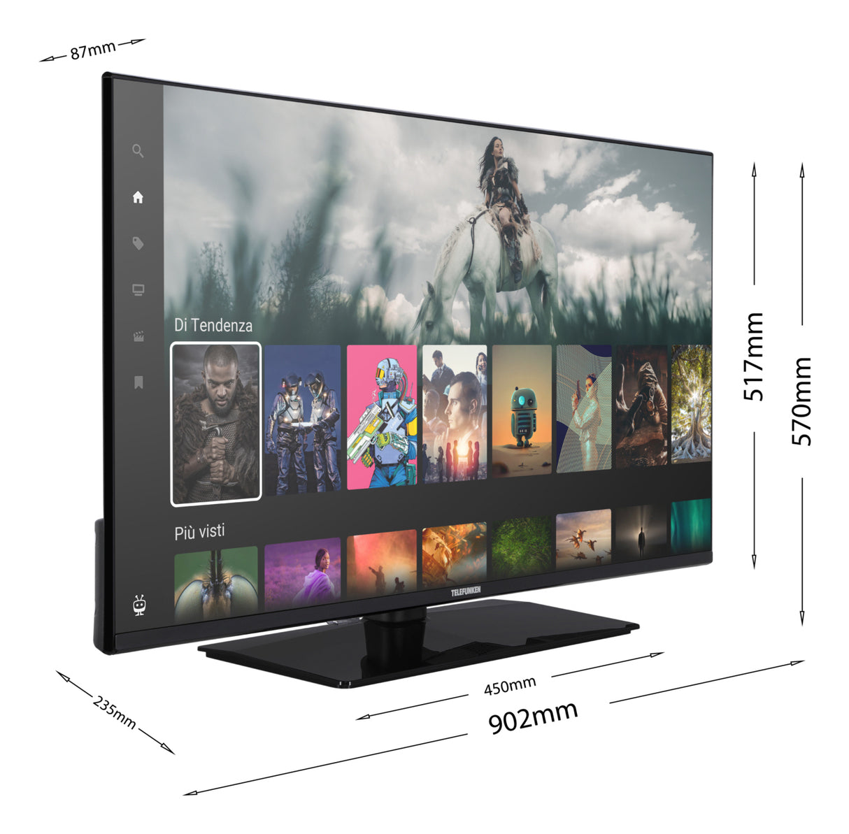 Telefunken TE40750B45I2KT TV 101,6 cm (40") Full HD Smart TV Wi-Fi Nero 250 cd/m²