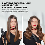 Bellissima Imetec Creativity Infrared, Piastra per capelli lisci, tecnologia raggi infrarossi, 4 elementi riscaldanti, rivestimento ION Ceramic, 11 temperature regolabili da 130 °C a 230 °C