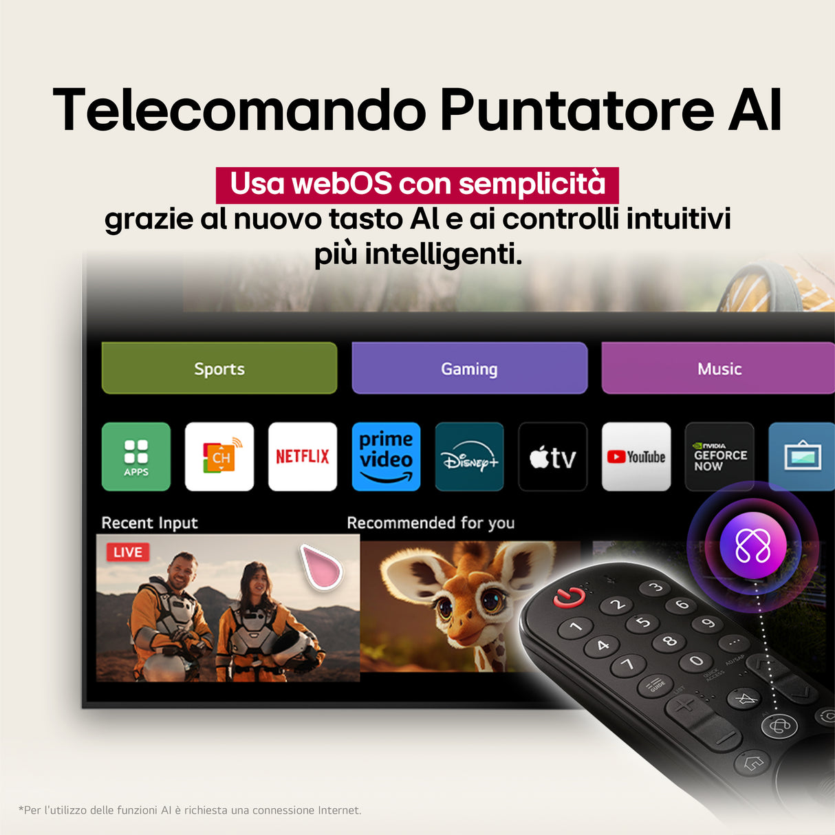 LG NanoCell AI 43NANO81A6A TV Serie NANO81 43'' 4K, α7 Gen8, HDR10, 20W, 3 HDMI con Game Optimizer, Smart TV WebOS 25