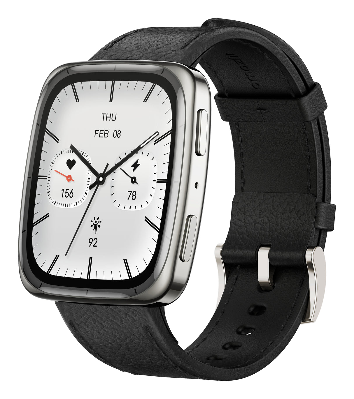 Amazfit Active 2 Square secondo cinturino rosso in silicone Vetro zaffiro con display AMOLED Pagamento contactless 5 sistemi satellitari & mappe offline Durata della batteria fino a 10 giorni