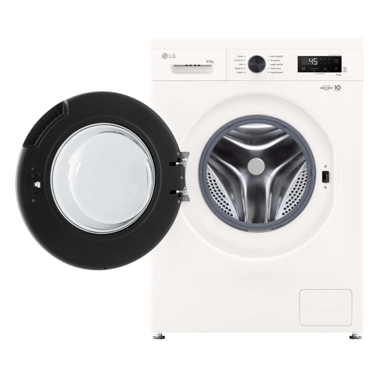 LG W4NX1095NWB Lavasciuga 9/5kg Serie X1, Classe A/E, 6 Motion Direct Drive, Wi-Fi, 1400 giri, Allergy Care, Bianca