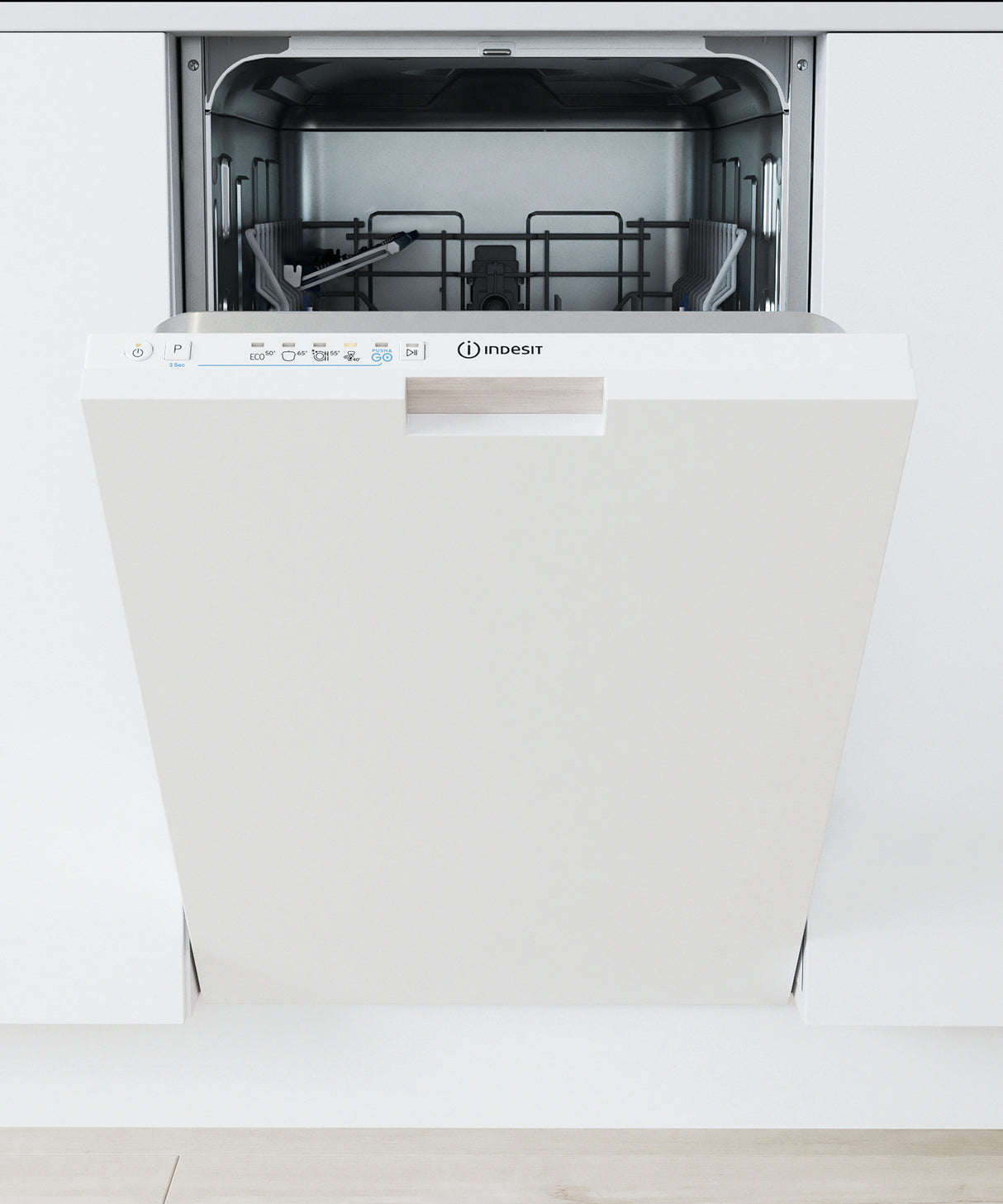 Indesit Lavastoviglie BI 45 cm classe E, 10 coperti, Push&Go, 46 dba