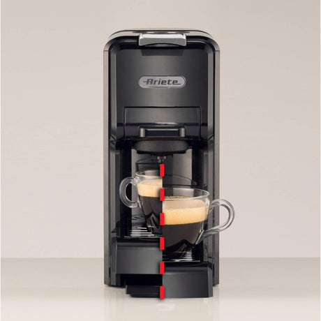 Ariete 1304 Macchina da caffè a cassetti, 1350W, Capacità serbatoio 0,7L, Pressione 19 bar, 2 tipologie di caffè, Capsule Nespresso*, Dolcegusto*, Lavazza A Modo Mio*, Cialde e Polvere, Nero