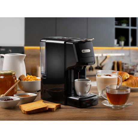 Ariete 1304 Macchina da caffè a cassetti, 1350W, Capacità serbatoio 0,7L, Pressione 19 bar, 2 tipologie di caffè, Capsule Nespresso*, Dolcegusto*, Lavazza A Modo Mio*, Cialde e Polvere, Nero