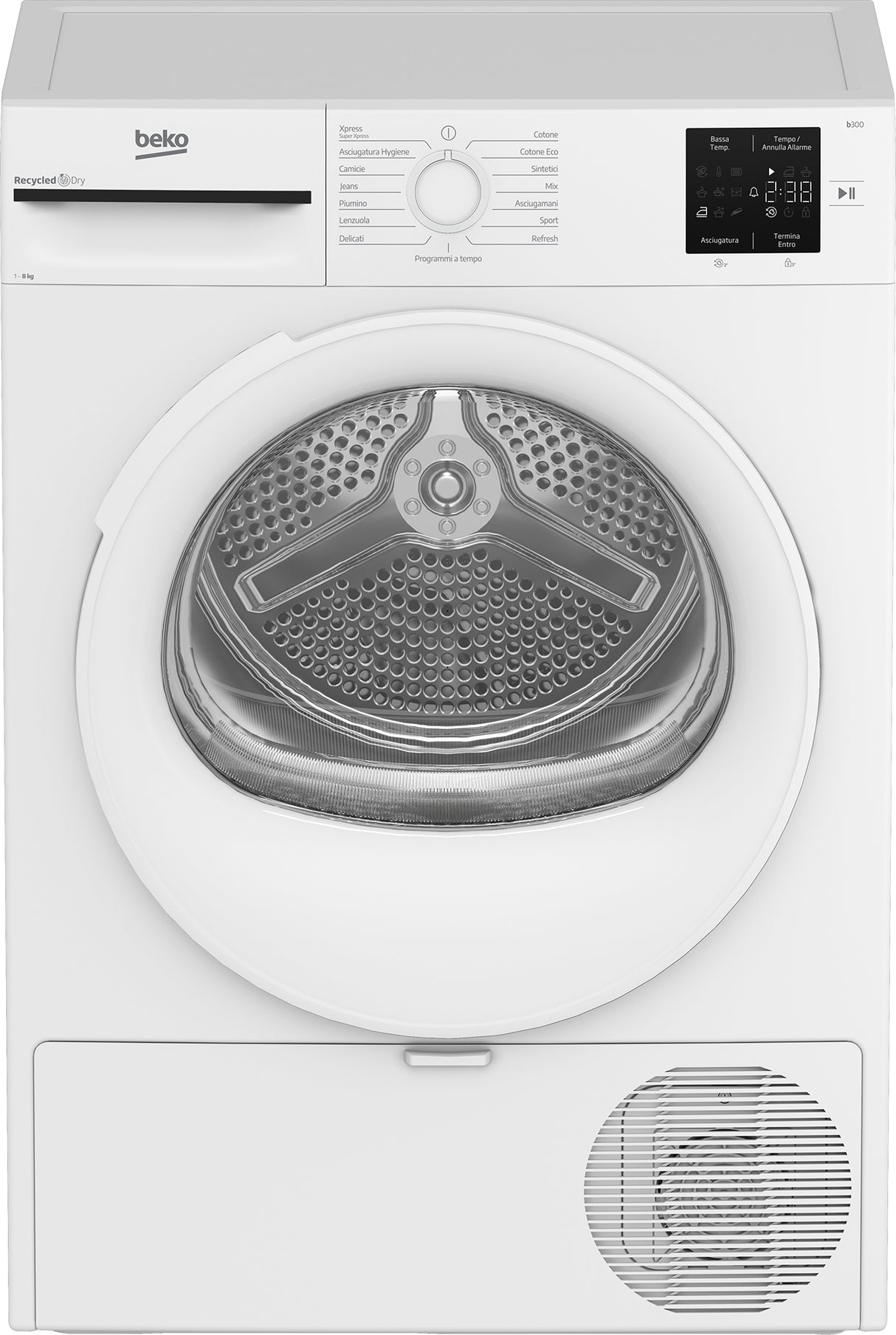 Beko BMT83EW 8kg, Classe D, Linea Estetica NX, motore asincrono, Display digitale, colore Bianco, oblò Bianco