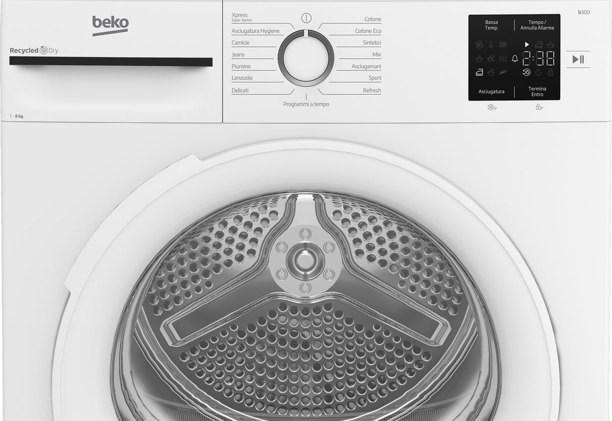 Beko BMT83EW 8kg, Classe D, Linea Estetica NX, motore asincrono, Display digitale, colore Bianco, oblò Bianco