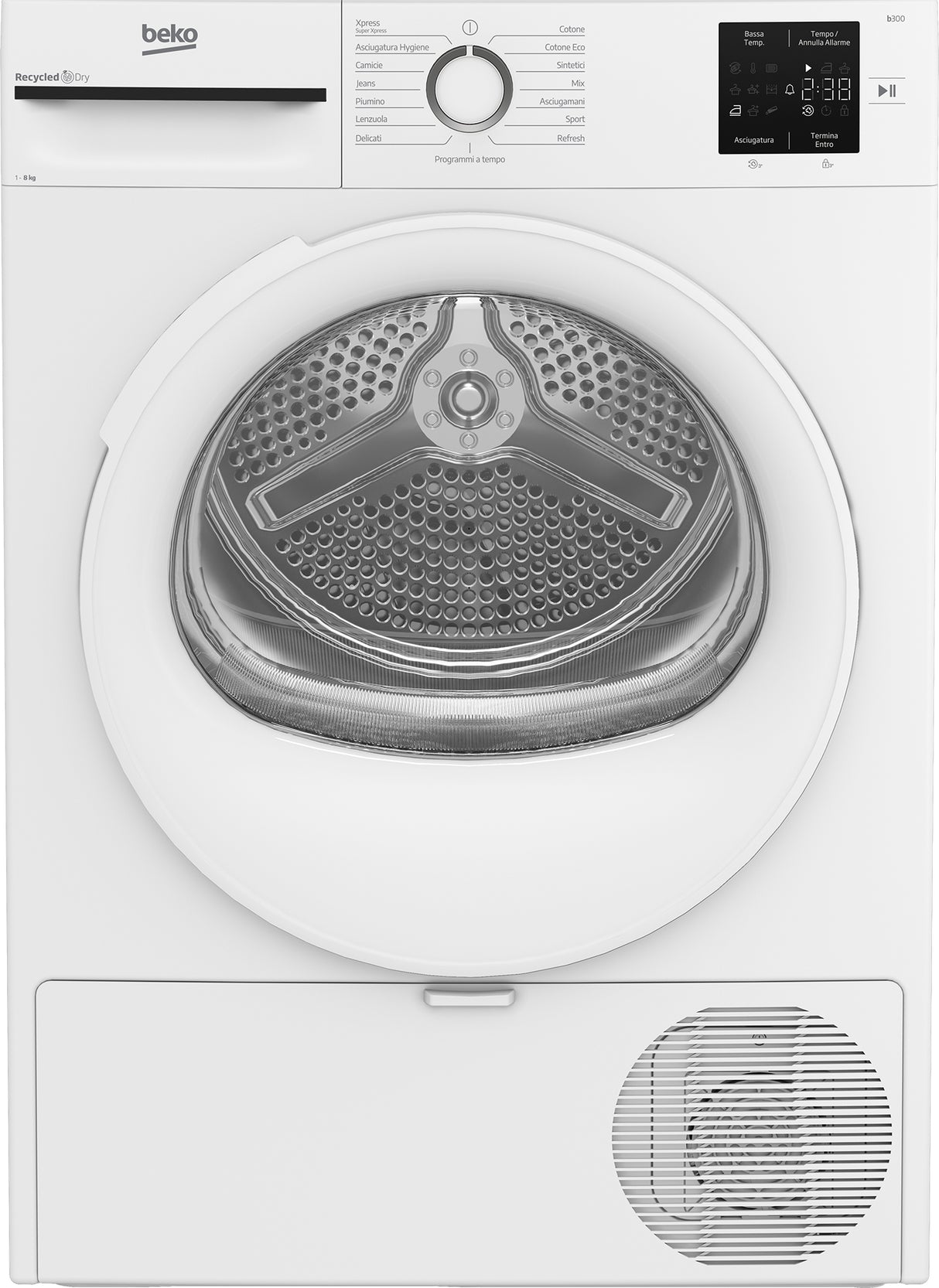 Beko BMT83EW 8kg, Classe D, Linea Estetica NX, motore asincrono, Display digitale, colore Bianco, oblò Bianco