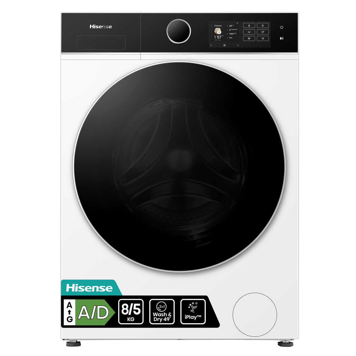 Hisense WD5I8043BWF lavasciuga Libera installazione Caricamento frontale Bianco