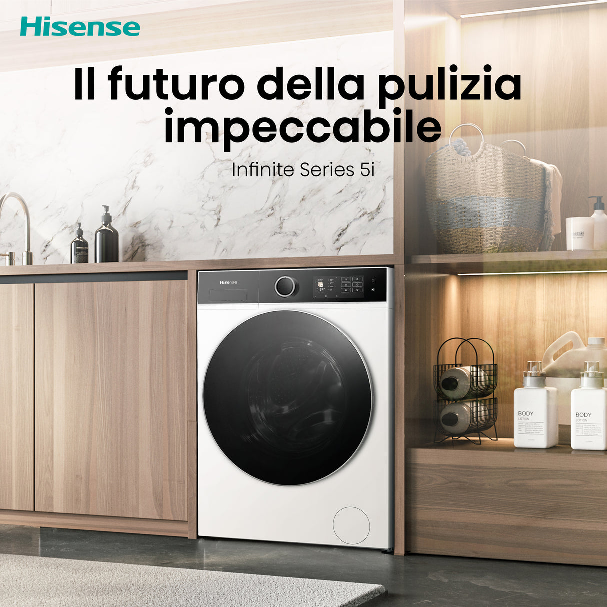 Hisense WD5I8043BWF lavasciuga Libera installazione Caricamento frontale Bianco