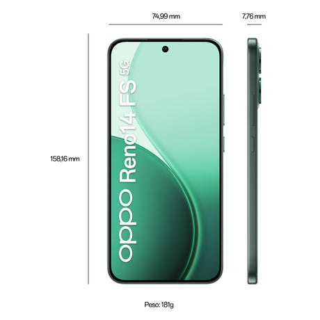 OPPO Reno14 FS 5G 16,7 cm (6.57") Doppia SIM Android 15 USB tipo-C 12 GB 512 GB 6000 mAh Verde