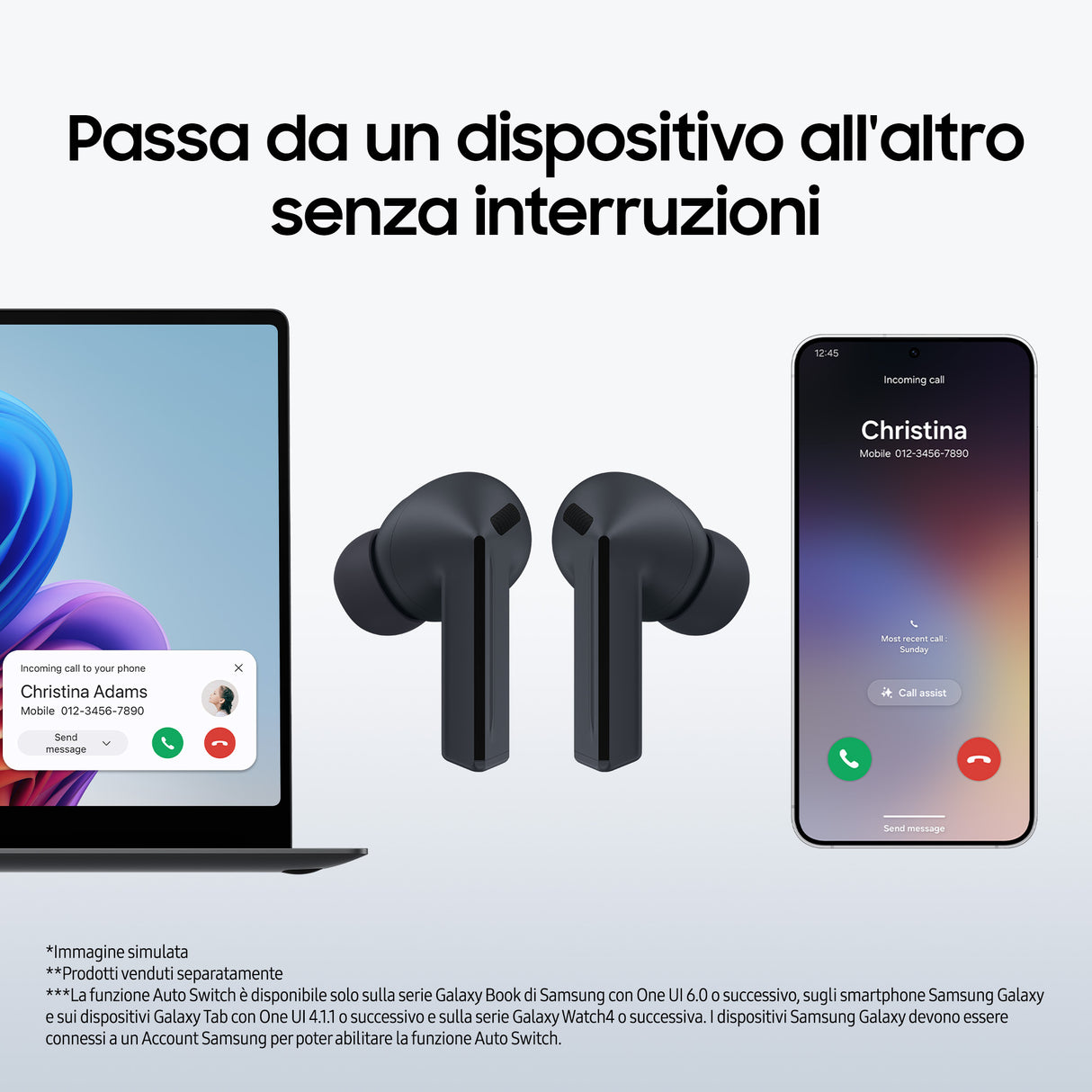 Samsung Galaxy Buds3 FE, Auricolari Wireless, Audio 360, Gemini AI, Black