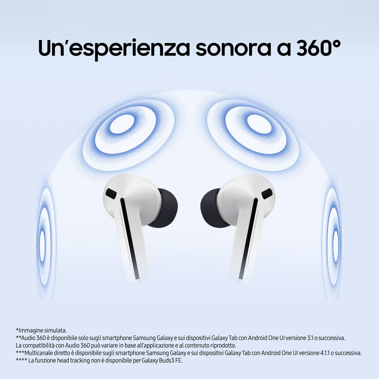 Samsung Galaxy Buds3 FE, Auricolari Wireless, Audio 360, Gemini AI, Gray