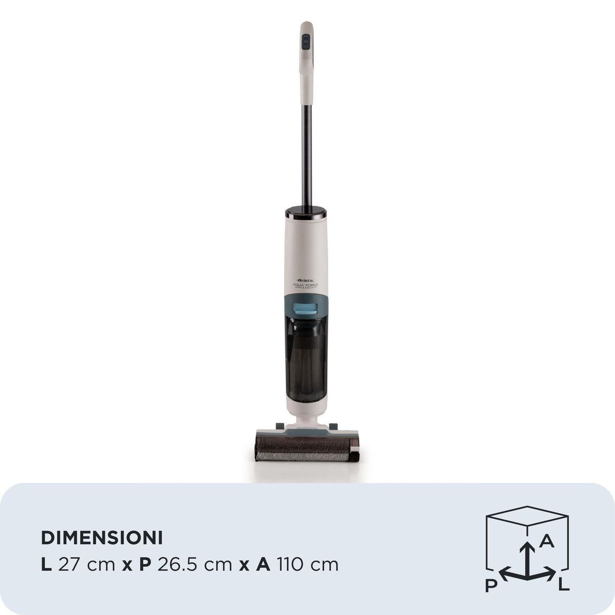 Ariete 2483 Aqua Force Wash & Vacuum, Aspirapolvere Intelligente, Lavapavimenti cordless, Senza fili, Aspira e lava, Peli animali, Sporco liquido e secco, Capacità 700ml, Accessori inclusi