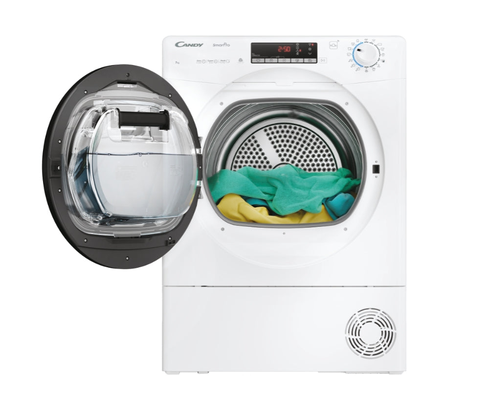 Candy Smart Pro , Asciugatrice Slim 7 KG, Classe E, Bianco, Vapore, Wi-Fi, CRO4 H7A2TBE-S