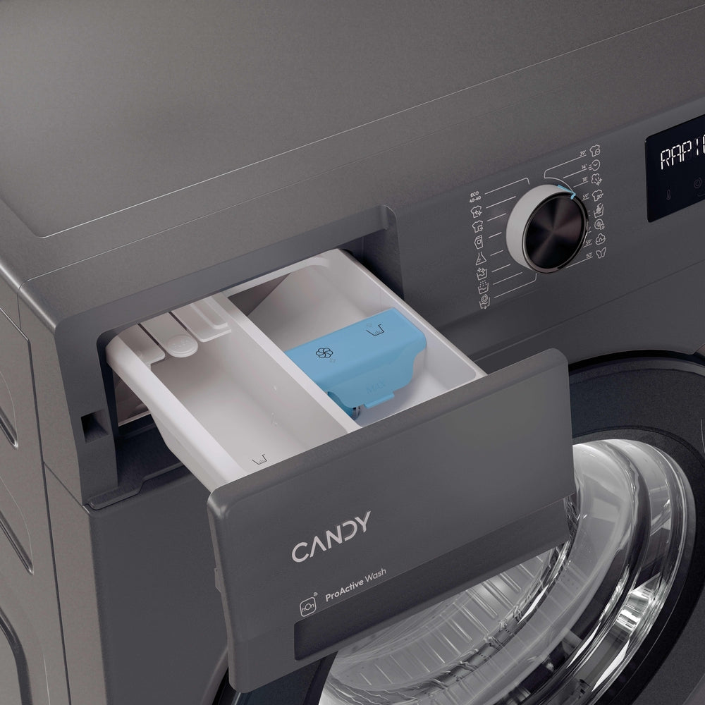 Candy ProWash 500, Lavatrice Compatta 6 KG, 10% più efficente della classe A, 1200 giri, Antracite, Inverter, Vapore, Wi-Fi, Smart Wash, BR 26SSB6G-S