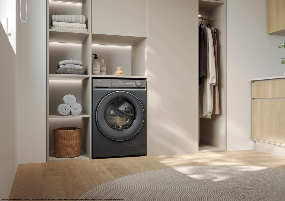 Haier X Series 7, Lavatrice Slim 9 KG, 25% più efficente della classe A, 1400 giri, Antracite, Direct Motion, Vapore, Wi-Fi, Smart AI, Scruscotto Anti-impronta, 360° ABT, HW90-B14367GTUIT