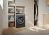 Haier X Series 7, Lavatrice Slim 9 KG, 25% più efficente della classe A, 1400 giri, Antracite, Direct Motion, Vapore, Wi-Fi, Smart AI, Scruscotto Anti-impronta, 360° ABT, HW90-B14367GTUIT