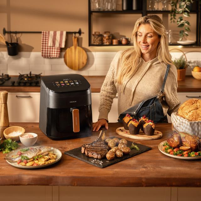 Cecotec Cecofry&Grill Smokin' 6500 Singolo 6,5 L Indipendente 2200 W Friggitrice ad aria calda Nero, Marrone