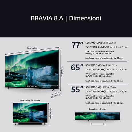 Sony BRAVIA XR BRAVIA k-65XR8A 165,1 cm (65") 4K Ultra HD Smart TV Wi-Fi Nero