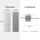 LG GBBW322CPY Frigorifero combinato Fit & Max 70cm, Classe C, 465L, AI Fresh, Prime Silver