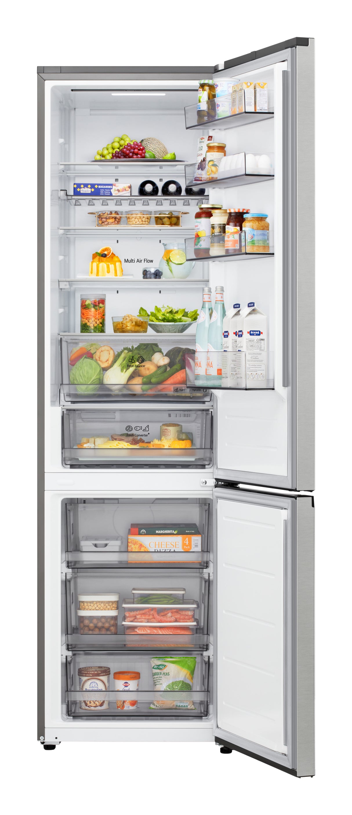 LG GBBS322CPY Frigorifero combinato Fit & Max 60cm, Classe C, 375L, AI Inverter, Prime Silver