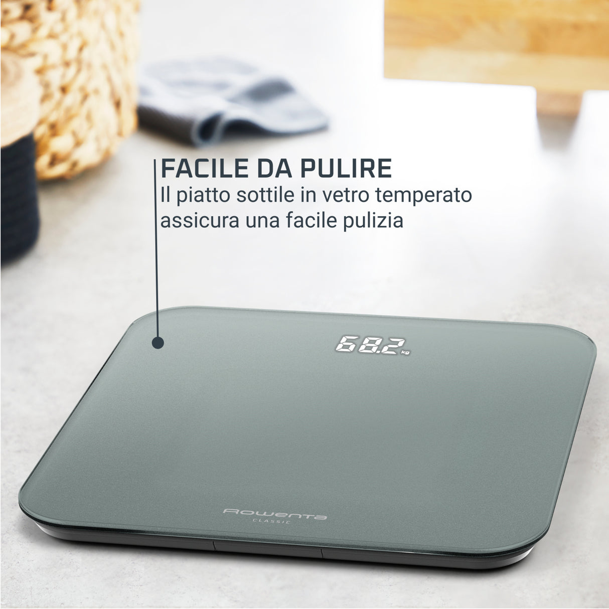 Rowenta Classic 2.0, Bilancia Da Bagno, Schermo Invisibile Facile da Leggere, Eucalipto, BS1903
