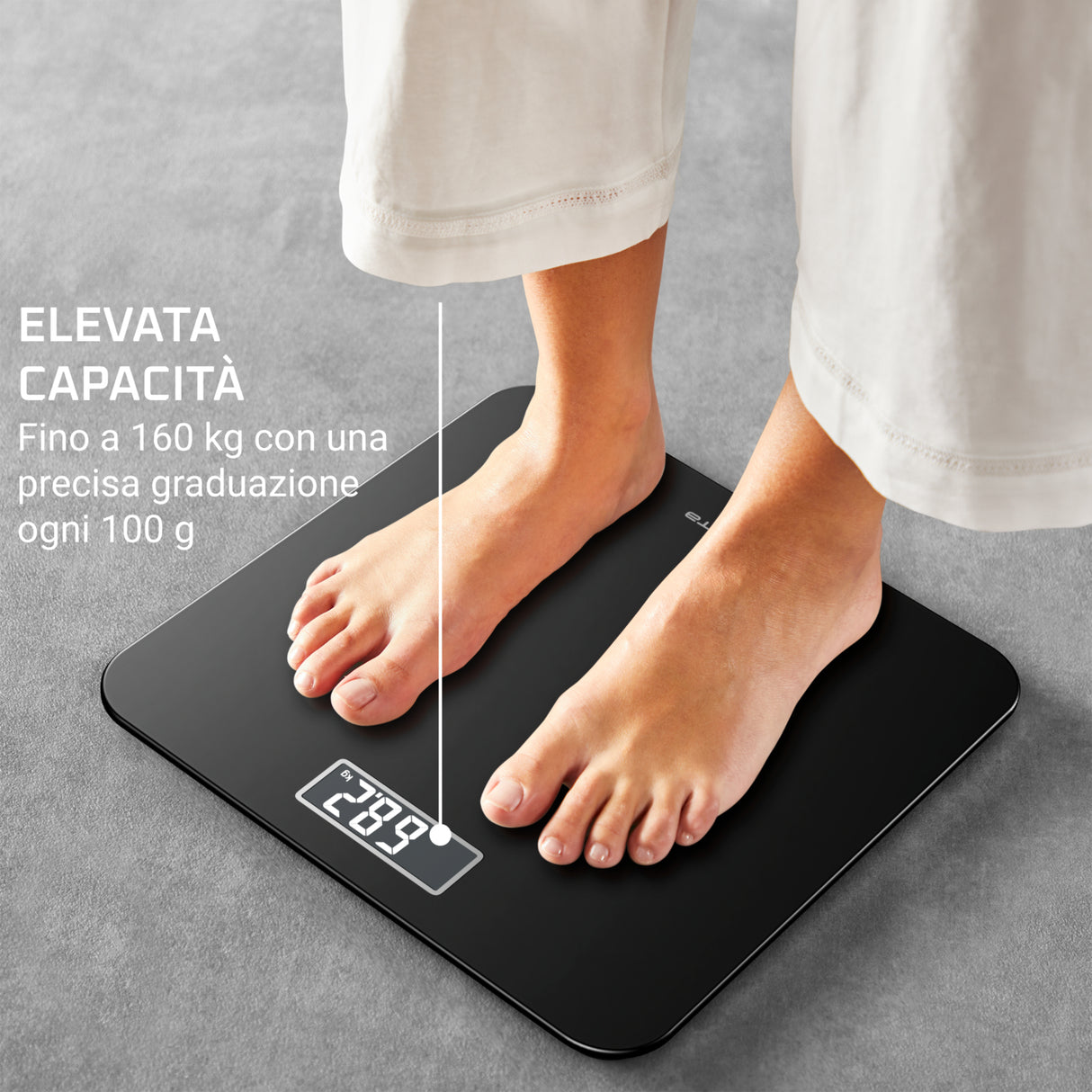 Rowenta Premiss 2.0, Bilancia da Bagno, Display LCD Facile da Leggere, Nero, BS1800