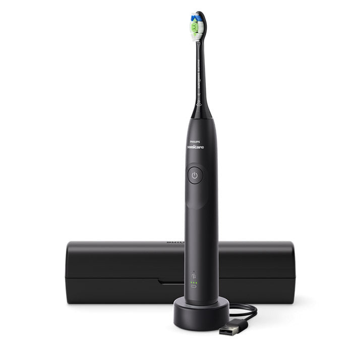 Philips Sonicare serie 5300 Spazzolino elettrico sonico con base di ricarica, 2 livelli intensità, sensore di pressione colore nero HX7101/02