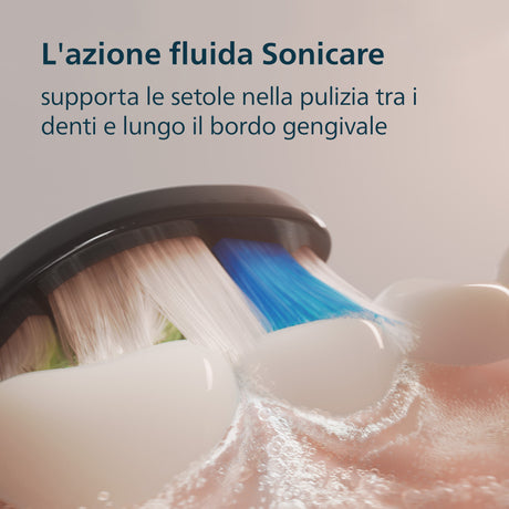 Philips Sonicare serie 5300 Spazzolino elettrico sonico con base di ricarica, 2 livelli intensità, sensore di pressione colore nero HX7101/02