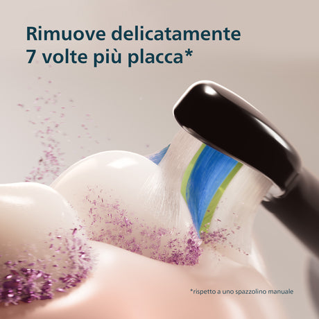 Philips Sonicare serie 5300 Spazzolino elettrico sonico con base di ricarica, 2 livelli intensità, sensore di pressione colore nero HX7101/02