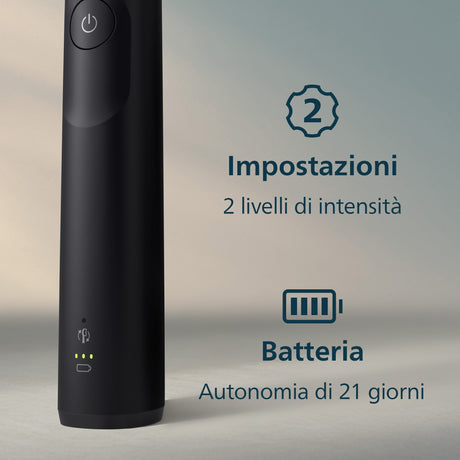 Philips Sonicare serie 5300 Spazzolino elettrico sonico con base di ricarica, 2 livelli intensità, sensore di pressione colore nero HX7101/02