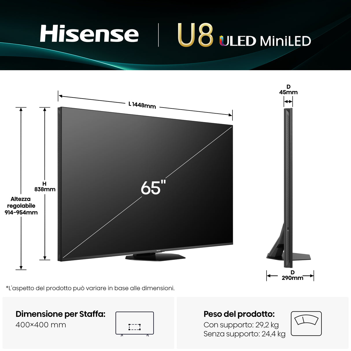 Hisense Smart TV ULED MiniLED 65" 4K 65U8Q