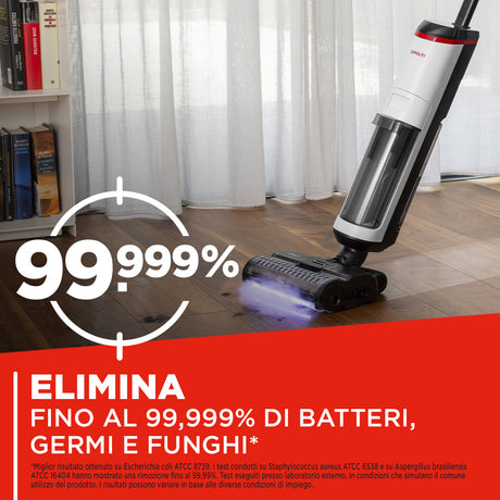 Polti RollySteam WD30C, lavapavimenti senza filo, che aspira, lava e igienizza con il vapore, senza detersivi