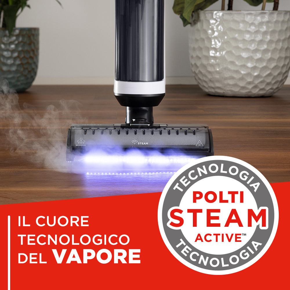 Polti RollySteam WD30C, lavapavimenti senza filo, che aspira, lava e igienizza con il vapore, senza detersivi