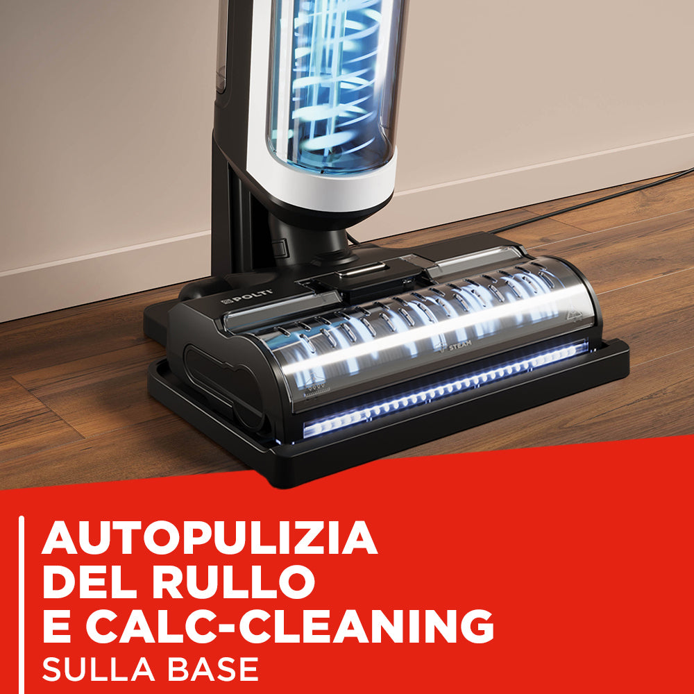 Polti RollySteam WD30C, lavapavimenti senza filo, che aspira, lava e igienizza con il vapore, senza detersivi