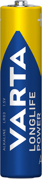 Varta Longlife Power, Batteria Alcalina, AAA, Micro, LR03, 1.5V, Blister da 4, Made in Germany